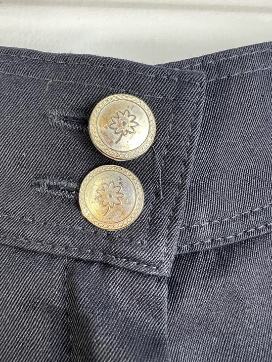 Vtg 80s W German navy wool blend wide leg cropped pleated old money culottes 4 - Picture 11 of 17